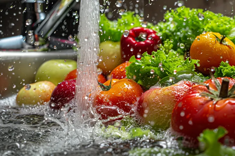 limpieza a presion de agua frutas y verduras